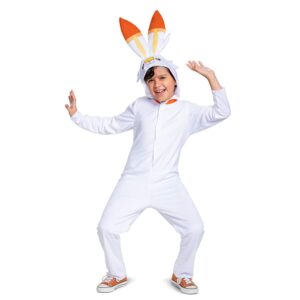 Scorbunny Pokemon Kids Costume, Official Pokemon Hooded Jumpsuit with Ears, Classic Size Medium (7-8) Multicolored