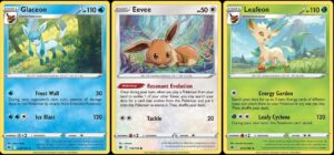 leafeon 013/189 & glaceon 038/189 - astral radiance - rare pokemon evolution card lot - eevee eeveelution 3 card set