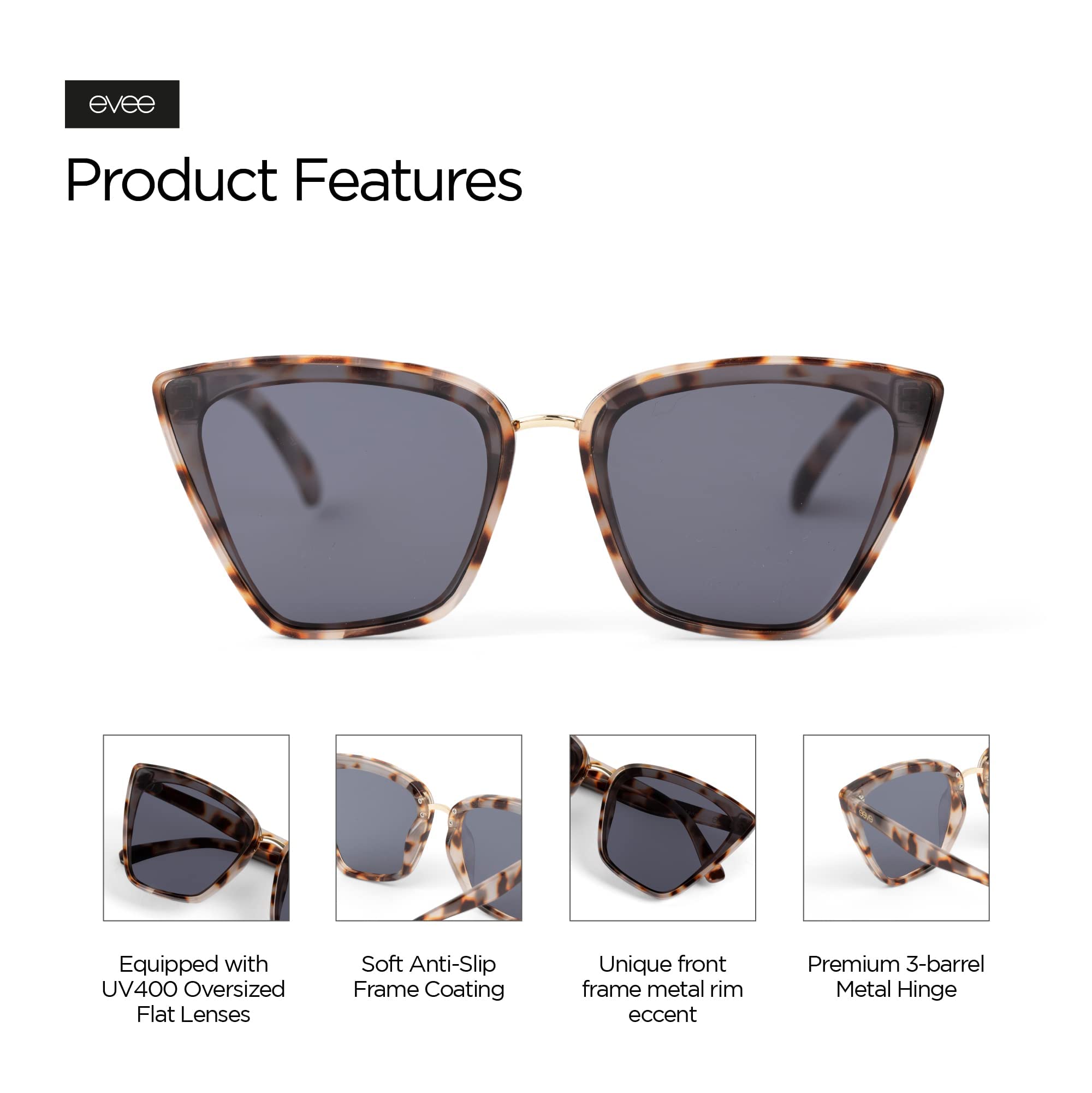 EVEE Polarized Trendy Fashion Cateye Sunglasses For Women with UV Protection Lens - (Vienna) (Tortoise)