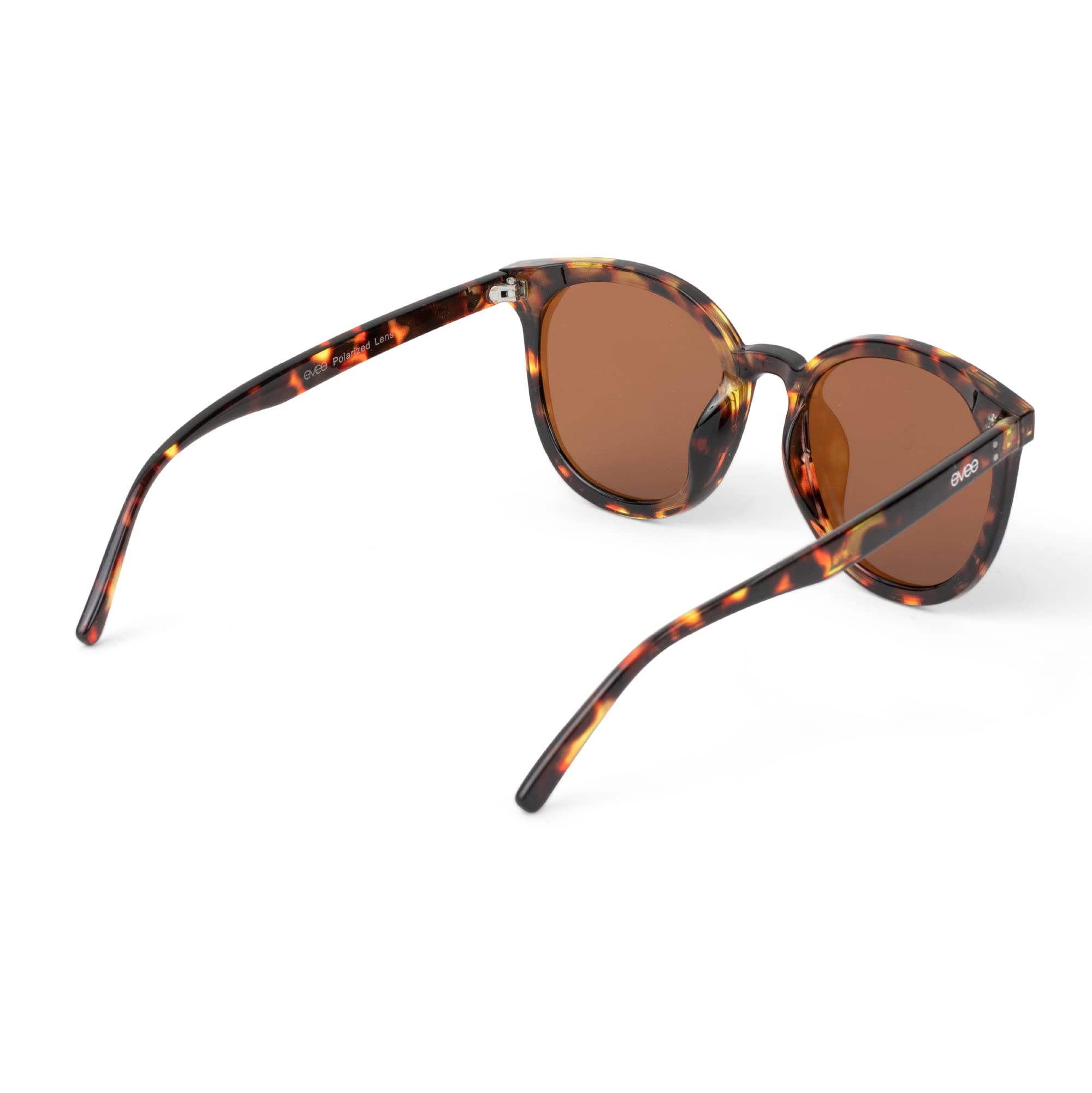 EVEE Classic Round Retro Sunglasses for Women and Men with Polarized Lens - (Billie) (Brown Tortoise)