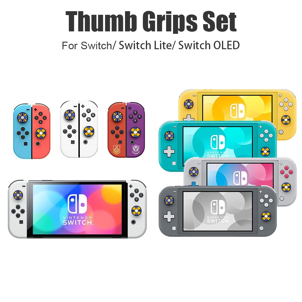 Switch Joycon Thumb Grip Caps, Soft Silicone Joystick Cover Compatible with Nintendo Switch/OLED/Switch Lite, Analog Stick Grips Button Covers for Switch (K-Mix)