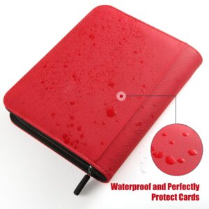 Pemocyny Trading Card Binder with Sleeves, Red, 288 Card Storage Capacity, Durable and Waterproof