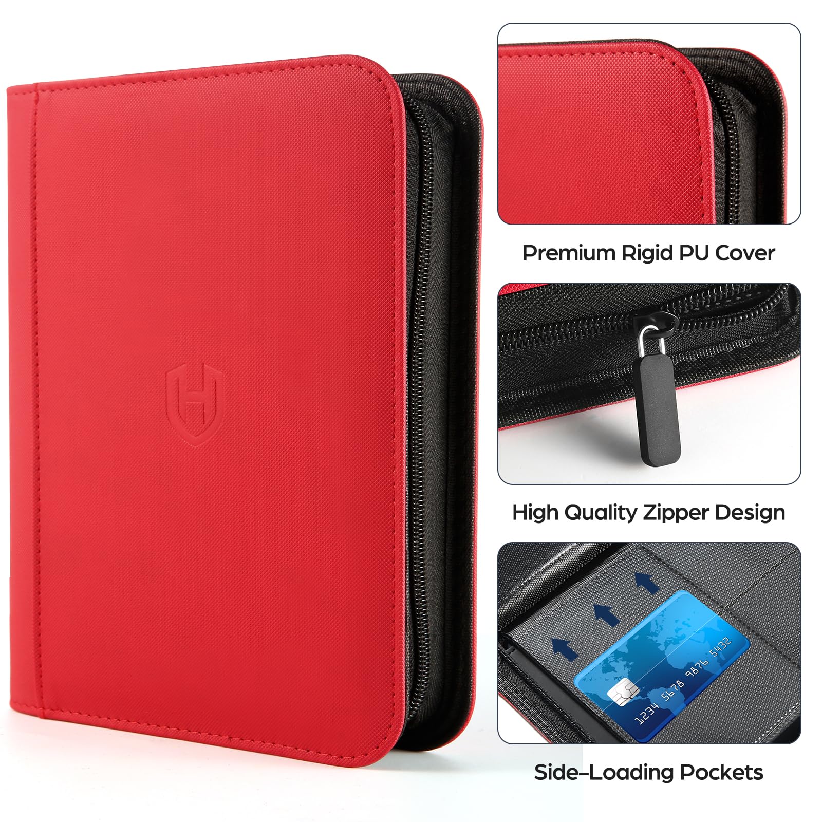 Pemocyny Trading Card Binder with Sleeves, Red, 288 Card Storage Capacity, Durable and Waterproof