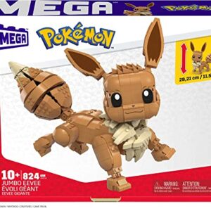 Mega Pokémon Building Toys Set Jumbo Eevee with 824 Pieces, Articulated and Poseable, 11 Inches Tall, for Kids (Amazon Exclusive)