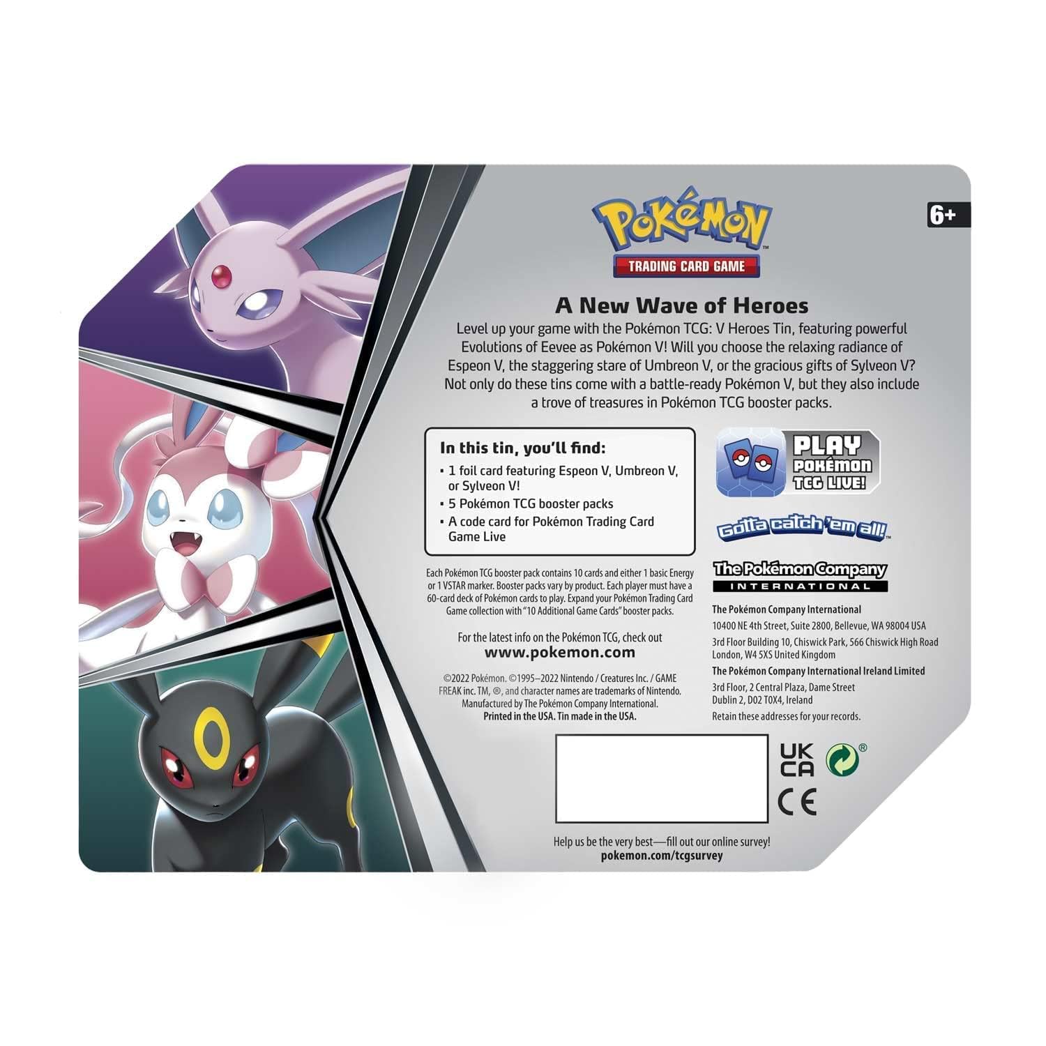 Pokemon Cards: 2022 Spring V Heroes Espeon V Tin