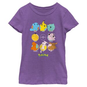 pokemon girls all poke short sleeve tee fashion-t-shirts, purple berry, small us