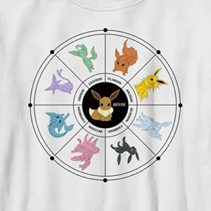 Pokemon Boys EEVEE EVOLUTION TAROT CARD Short Sleeve Tee Shirt, White, Youth Medium