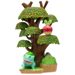 pokémon select forest environment - multi-level display set with 2-inch bulbasaur and applin battle figures