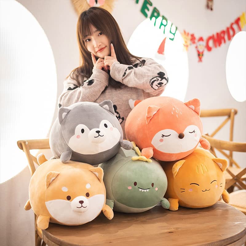 ARELUX 10in Fox Plush Pillow Stuffed Animal Snuggly Pillow Cute Plush Toy Snuggle Buddy Fox Plushie Kawaii Soft Hugging Pillow for Kids Boys Girls