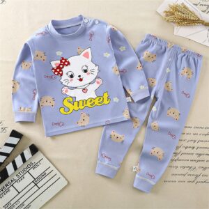 Baby Clothes Unisex Girls Boys Soft Pajamas Casual Outfits & Set Toddler Cartoon Prints Long Sleeve Kid Sleepwear