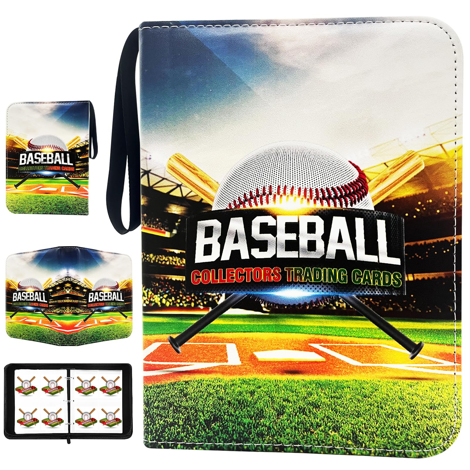 400 Pockets Baseball Cards Binder,Trading Cards Holder Card Collectors Album,Trading Card Binder 4 Pocket with 50 Removable Sleeves for Baseball Card and Sports Card