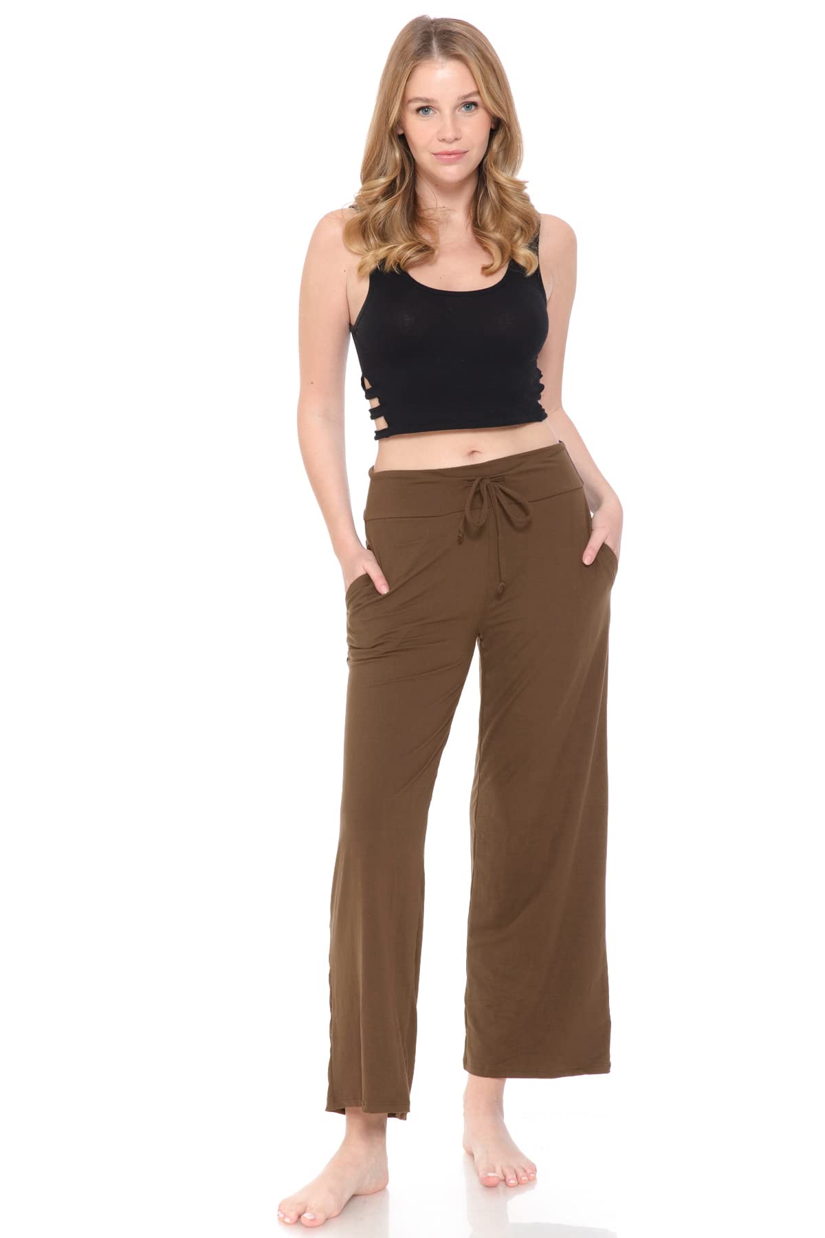 Leggings Depot Women's Fashion Pajama Lounge Pants with Pockets-PJ20-MOCHA-M