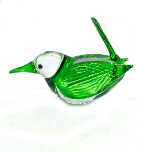 POJPANAPUT Bird Glass Figurines Collectibles Hand Blown Art Animals Decor Sculpture Desk Table Ornament (Green)