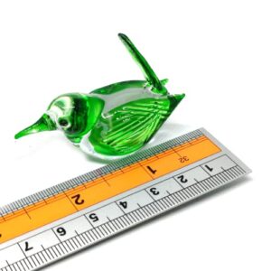 POJPANAPUT Bird Glass Figurines Collectibles Hand Blown Art Animals Decor Sculpture Desk Table Ornament (Green)