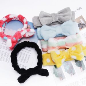 LADES Spa Headband – 6 Pack Makeup headbands Women Bow Hair Band Soft Coral Fleece Skincare Headband Face Wash Headband for Women Girls Washing Face