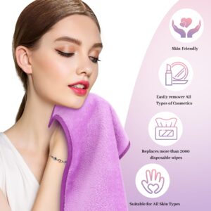 HealAge 8 Pack Makeup Remover Cloth,13x7 Inch Reusable Makeup Remover Towels, Ultra Soft Microfiber Face Cloth Reusable Facial Washcloths, 4 Colors