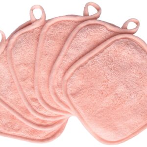 BloomSesame Makeup Remover Cloths for Face, Eye, Lips - Reusable Makeup Remover Pads Soft Microfiber Facial Cleansing Cloths 5 x 5 inch 6 Pack (Coral)