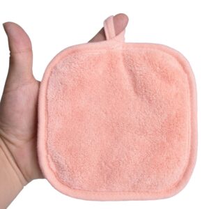 BloomSesame Makeup Remover Cloths for Face, Eye, Lips - Reusable Makeup Remover Pads Soft Microfiber Facial Cleansing Cloths 5 x 5 inch 6 Pack (Coral)