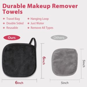 Makeup Remover Cloth, 6" x 6" Makeup Remover Towels Reusable Face Cloth for Washing Face, Makeup Remover Pads Microfiber Face Washcloth with Mesh Bag, 12 Pack, Grey