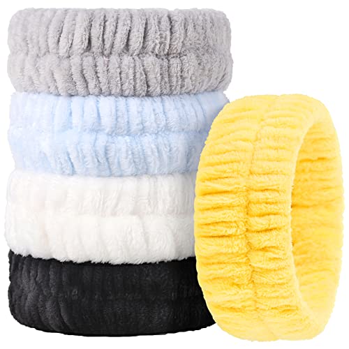 Teenitor Spa Headband, 5 Pieces Makeup Headband for Washing Face, Hairband Yoga Sports Shower Facial Elastic Head Band Wrap for Girls and Women