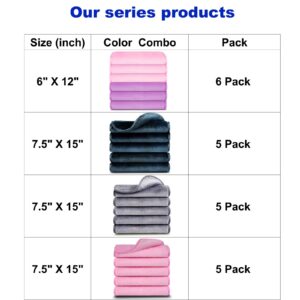 Makeup Remover Face Towels, Reusable Makeup Remover Cloths (6 packs), Makeup Remover Towel Reusable Microfiber Cleansing Towel 12 inch X 6 inch- Pink Blue Purple