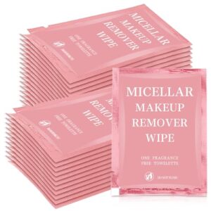 ctosree 150 pcs makeup remover wipes bulk individually wrapped makeup wipes single makeup remover cloth facial cleansing pads for mascara lipstick oil dirt face skin travel hotel(pink)