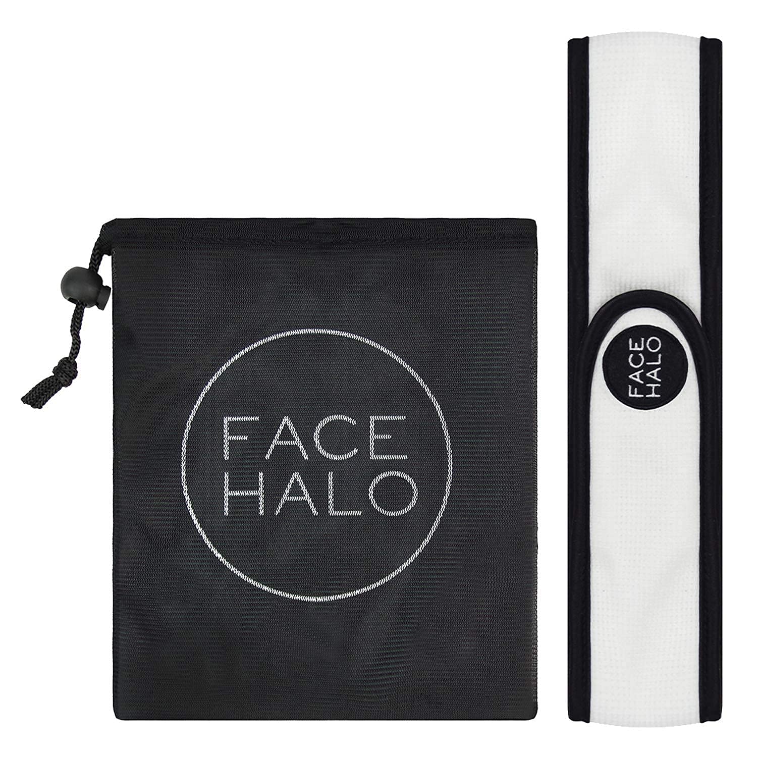 FACE HALO Reusable Makeup Headband & Wash Bag Accessories Pack - Premium Spa Accessories for Women