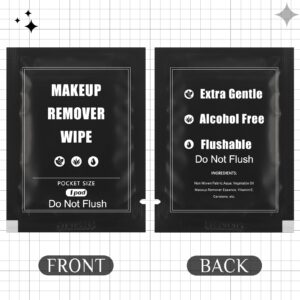 Tatuo 500 Pcs Makeup Remover Wipes Bulk Individually Wrapped Makeup Wipes Bathing Make up Removers Wipes for Travel Hotel Skin Care Face Cleansing Remove Makeup Lipstick Mascara Oil Dirt (Black)