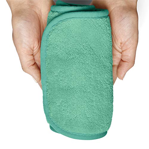 Makeup Remover Microfiber Face Cloths 2 pack, Reusable, 6 Hair Ties (2 Count, Seafoam)