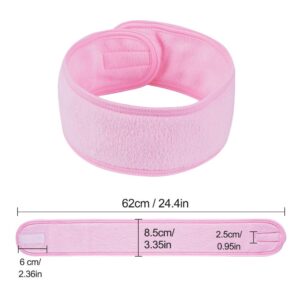 4 PCS Facial Spa Headbands(White, Black, Pink，Gray)， Makeup Shower Bath Wrap Sport Headband Terry Cloth Stretch Towel with Magic Tape