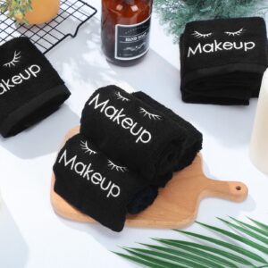 Shimeyao 6 Pcs 13x13 Inch Black Makeup Washcloths Reusable Make up Towels Facial Cleansing Makeup Cloths Cotton Cosmetic Towel Water Absorbent Face Towels for Women Skin Care