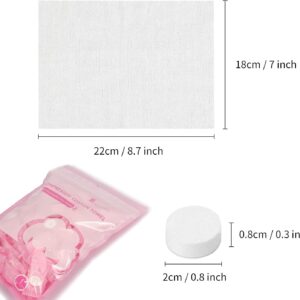 Classycoo Compressed Towel 100 PCS Mini Tablets Disposable Portable Face Towel Cotton Coin Tissue for Travel, Camping, Hiking, Sport, Beauty Salon, Home Hand Wipes and Other Outdoor Activities Pink