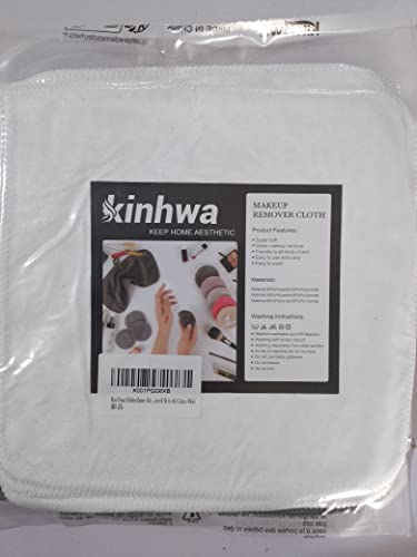 KinHwa Reusable Face Cloths Soft Makeup Remover Cloth Microfiber Washcloths Facial Cleaning for Women (8inch x 8inch 6Pack, 3GERY+3WHITE)