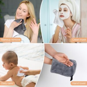 KinHwa Reusable Face Cloths Soft Makeup Remover Cloth Microfiber Washcloths Facial Cleaning for Women (8inch x 8inch 6Pack, 3GERY+3WHITE)