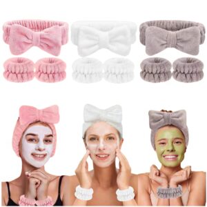 XiaLanXuan 9-Pack Soft Spa Headbands & Wristband Set - Elastic Microfiber Towel Bands for Women's Girls' Face Washing, Yoga, Sports - Random 8 Colors