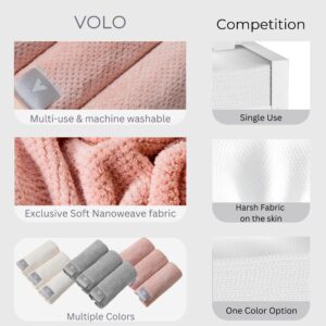 VOLO Hero Salt White Face Towel | Reusable Facial Wash Cloths | Makeup Remover & Post Shower Washcloths | Ultra Soft, Absorbent, Gentle, Fast Drying Nanoweave Fabric Face Towels | Microfiber 3PK