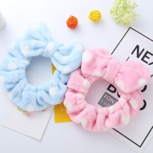 Hairizone Cute Makeup Headbands for Face Wash Shower Spa Elastic Head Band with Soft Big Bow Hair Band for Women Wrap (Pink/Blue)