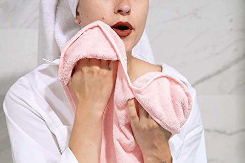 Pink Cloth in a Box - Ultra Soft, Microfiber, Exfoliating, Heart Shaped Facecloth/Washcloth with Hand Pockets to Remove Makeup, Clean Pores and Wipe your Face Clean