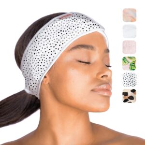 kitsch spa headband - microfiber makeup headband for washing face | multi functional skincare headbands | facial headband & hair band | face wash headbands for women makeup (micro dot)