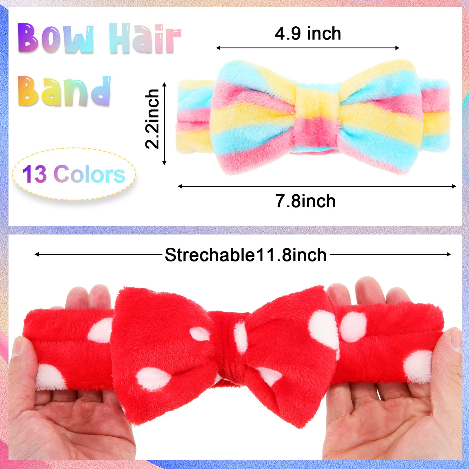 74 Pieces Spa Headband Coral Fleece Women Bow Makeup Headband Cosmetic Skincare Hair Band for Washing Face Soft Facial Hair Wrap Head Band Terry Cloth Headbands for Girls Shower Party, 32 Styles