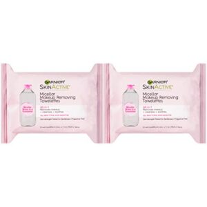 Garnier Micellar Facial Cleanser & Makeup Remover Wipes, Gentle for All Skin Types (25 Wipes), 2 Count (Packaging May Vary)