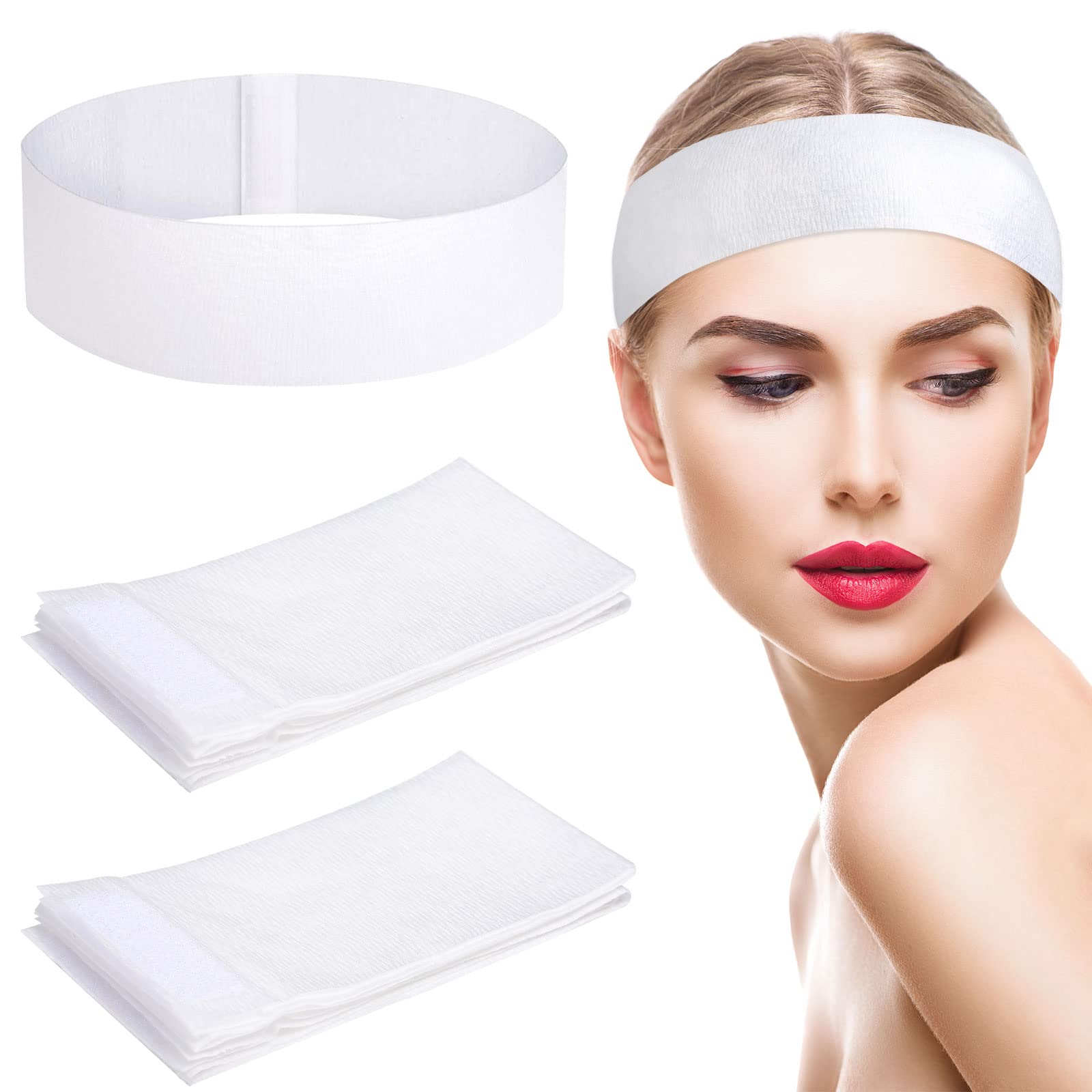 Pimoys Disposable Spa Headband for Women, 30 Count Skincare Facials Headbands for Esthetician Supplies Stretch Headbands for Women's Hair