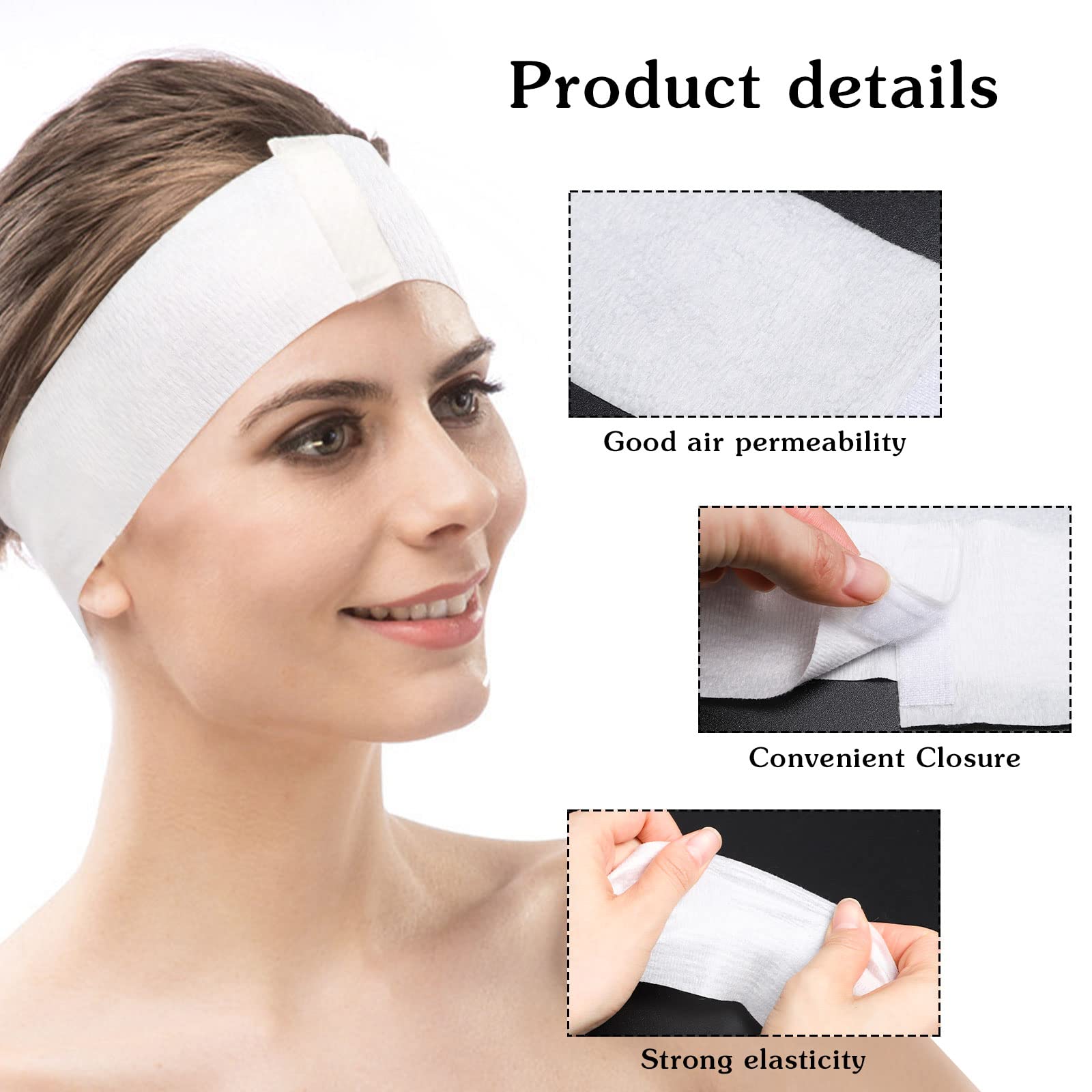 Pimoys Disposable Spa Headband for Women, 30 Count Skincare Facials Headbands for Esthetician Supplies Stretch Headbands for Women's Hair