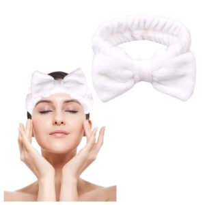 Spa Headband, Bow Makeup Headband for Washing Face, High Elasticity Bowknot Coral Fleece Skincare Headbands for Women Girls