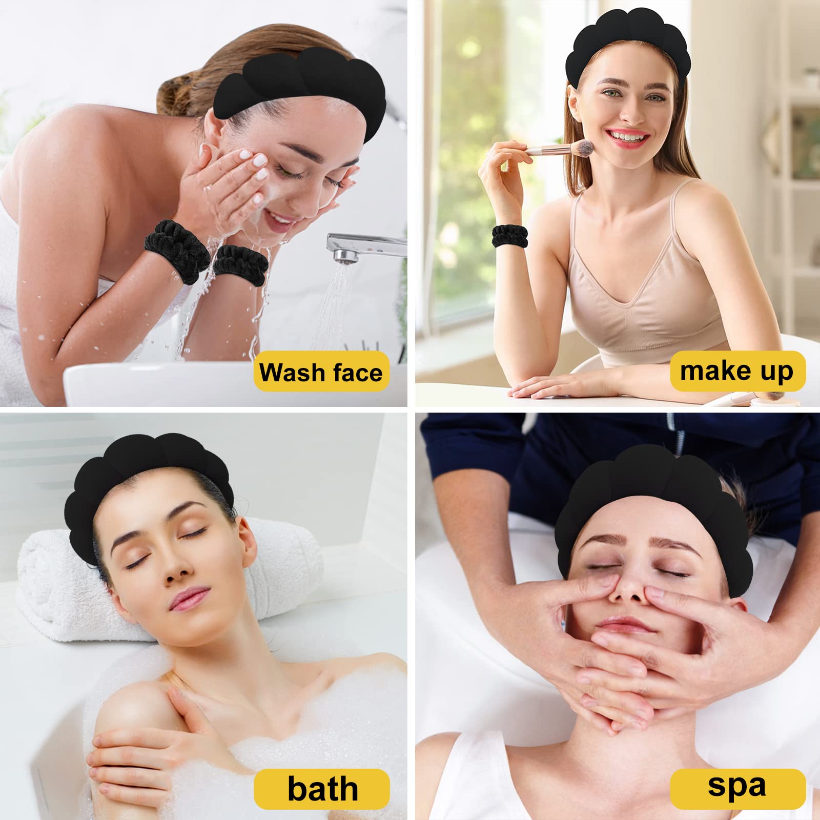 Makeup Spa Headband for Washing Face: Bubble Skincare Headbands for Women Face Wash Headband Skin Care Headbands - Puffy Headband Make Up Facial Headband