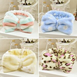 Soft Hairband,Datework Cute Women Girl Elastic Makeup Bow Knot Head Wrap Bath Spa Face Headband,Face Washing, Facial Mask, Spa, Cosplay, Party, (G)