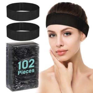 pencle 102 pieces disposable spa facial headbands (black)