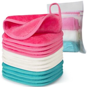 Makeup Remover Cloth, 6" x 6" Make Up Towels Reusable Face Cloth for Washing Face, Makeup Remover Pads Microfiber Face Washcloth with Mesh Bag, Just Water, Eco-friendly, 12 Pack