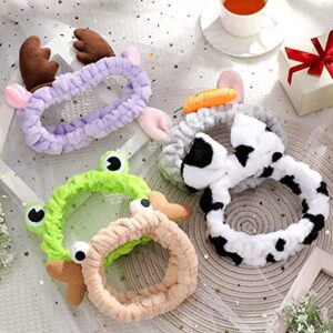 Jutom 6 Pieces Animal Themed Spa Headband Cute Makeup Headband Lovely Ears Hair Band for Washing Face Elastic Cosmetic Head Wrap for Women Girls, 6 Styles