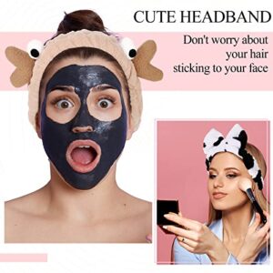 Jutom 6 Pieces Animal Themed Spa Headband Cute Makeup Headband Lovely Ears Hair Band for Washing Face Elastic Cosmetic Head Wrap for Women Girls, 6 Styles